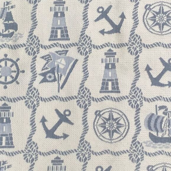 Set of 2 Nautical Pillow Shams Blue White Lighthouse Anchor Compass Coastal 22”x - Picture 3 of 5